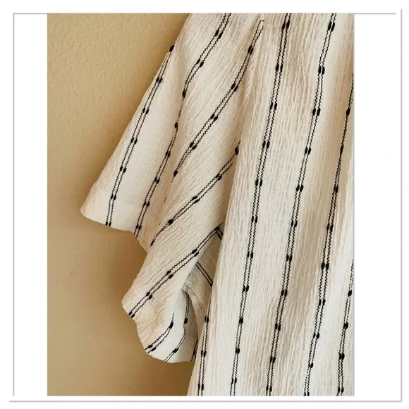 Madewell Tie Neck Tunic Top Knit Dot Pattern Ivory Black Size Small - Picture 3 of 8